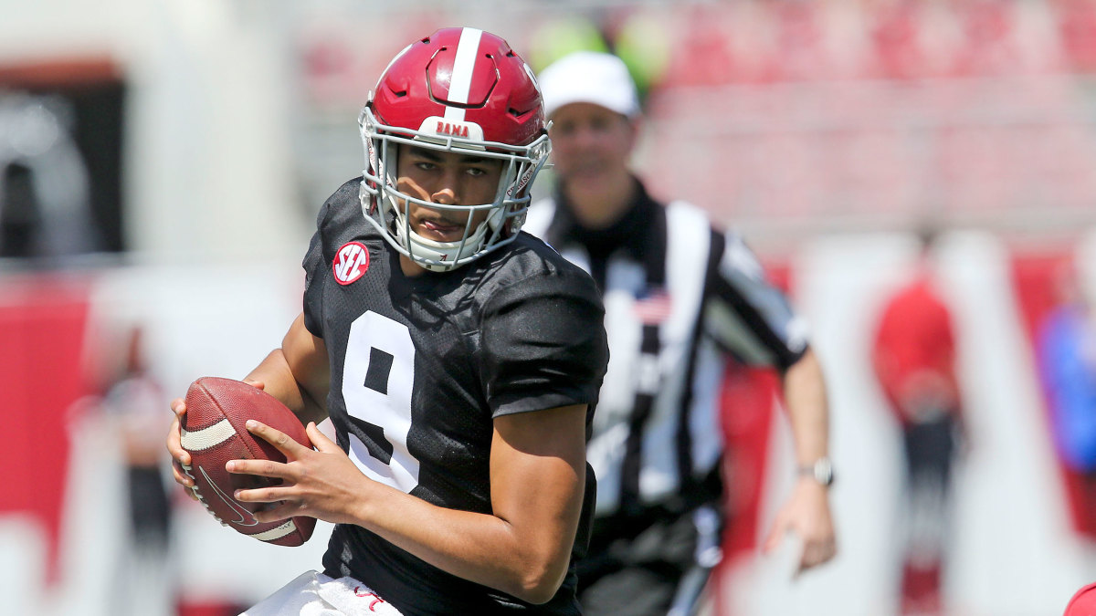 Bryce Young, Alabama QB, during spring practice